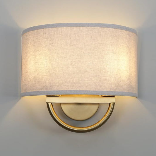 Yosoan 16-Inch Linen Wall Sconce, Antique Brass