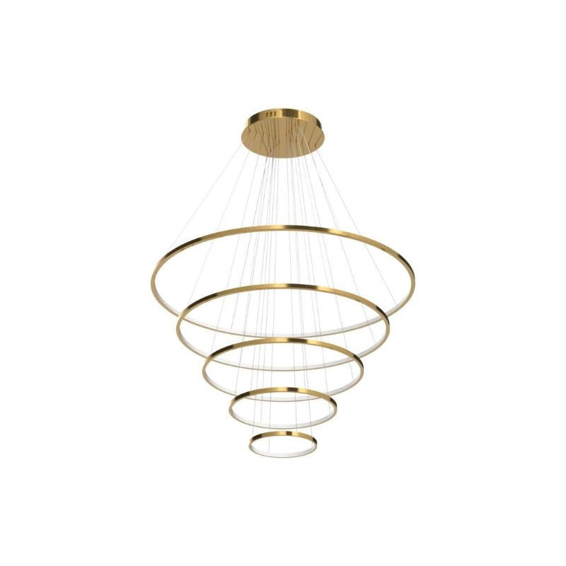Asooflighting 39-Inch 5-Ring LED Chandelier, Gold