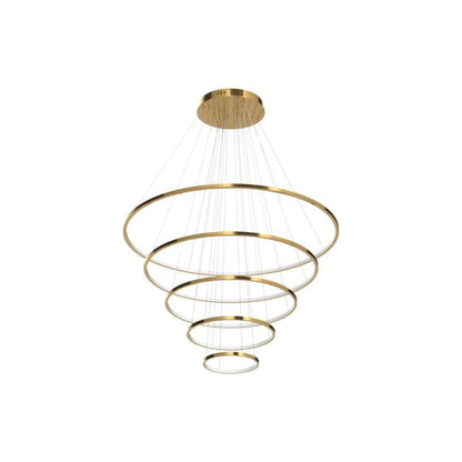 Asooflighting 39-Inch 5-Ring LED Chandelier, Gold