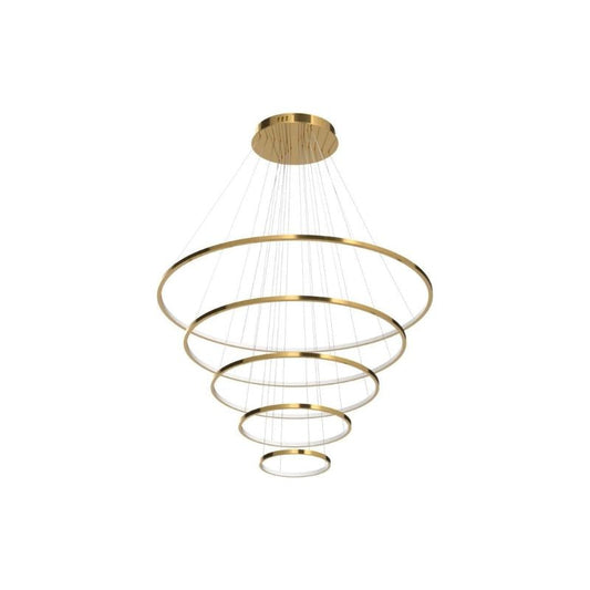 Asooflighting 39-Inch 5-Ring LED Chandelier, Gold