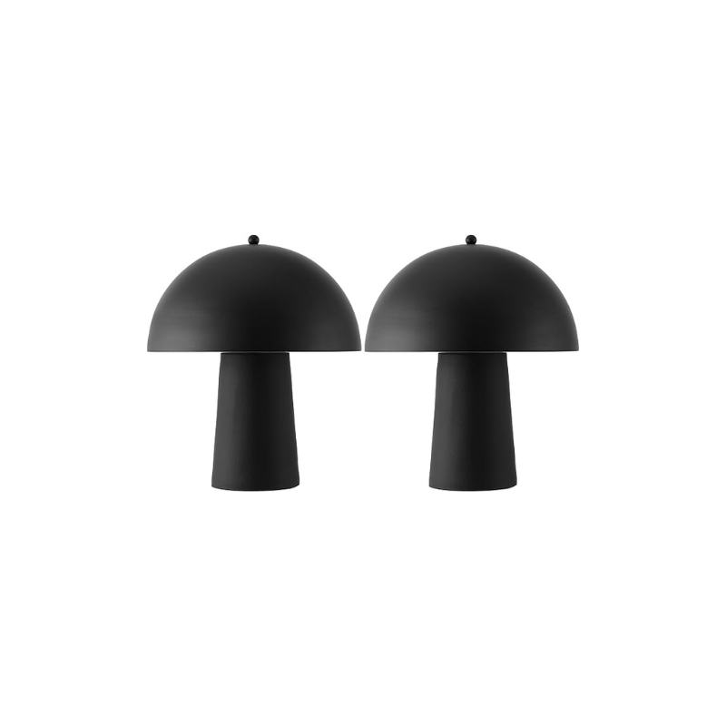 Safavieh 18-Inch Mushroom Table Lamp, Black, Set of 2