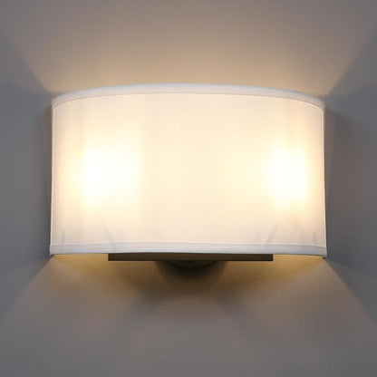Yosoan 13-Inch Fabric Wall Sconce, Brass & White