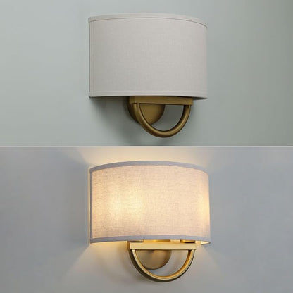 Yosoan 16-Inch Linen Wall Sconce, Antique Brass