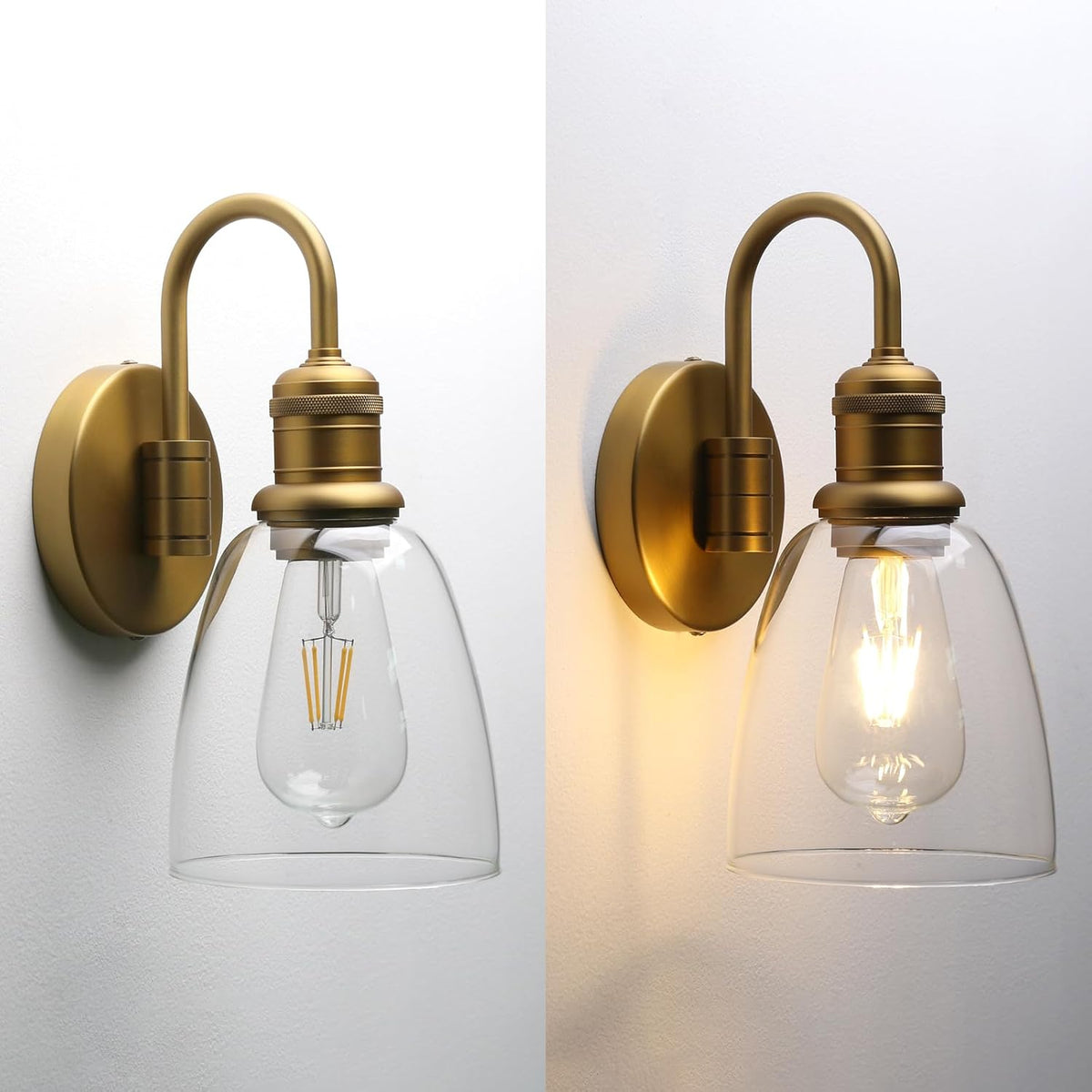 Yosoan 14-Inch Glass Wall Sconce, Antique Brass