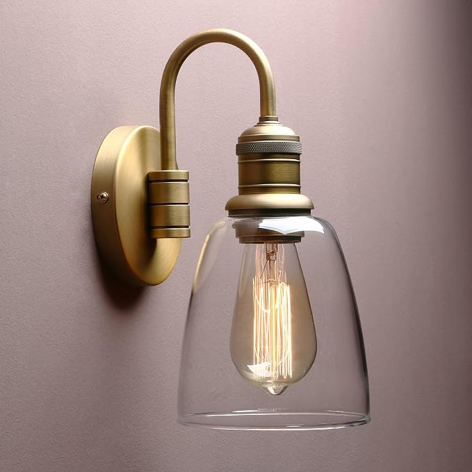 Yosoan 14-Inch Glass Wall Sconce, Antique Brass