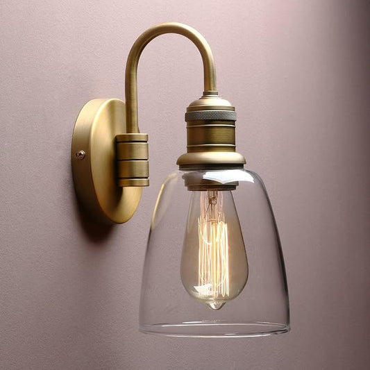 Yosoan 14-Inch Glass Wall Sconce, Antique Brass
