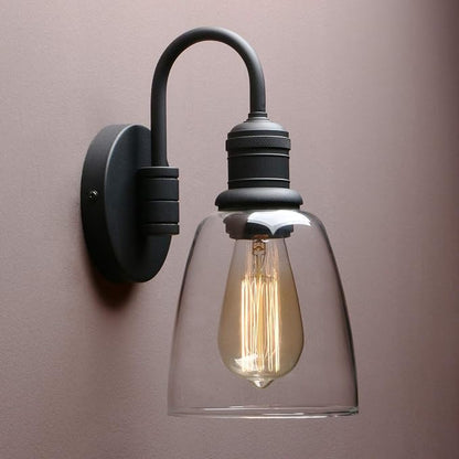 Yosoan 14-Inch Clear Glass Wall Sconce, Black