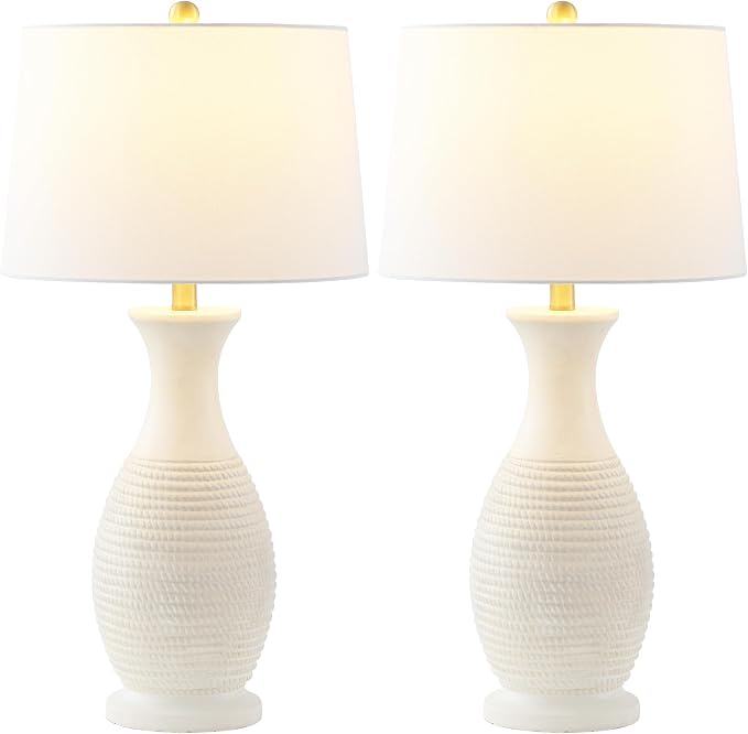 Safavieh 30-Inch Bone Resin Table Lamp, Set of 2
