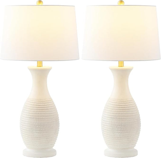 Safavieh 30-Inch Bone Resin Table Lamp, Set of 2