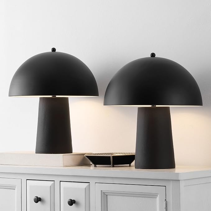 Safavieh 18-Inch Mushroom Table Lamp, Black, Set of 2