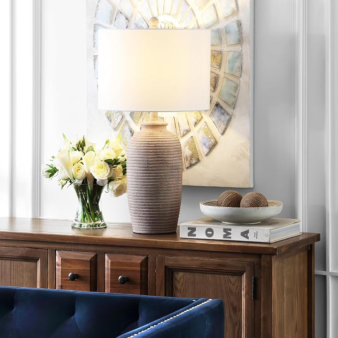Safavieh 27-Inch Polyresin Table Lamp, Sandy Pearl