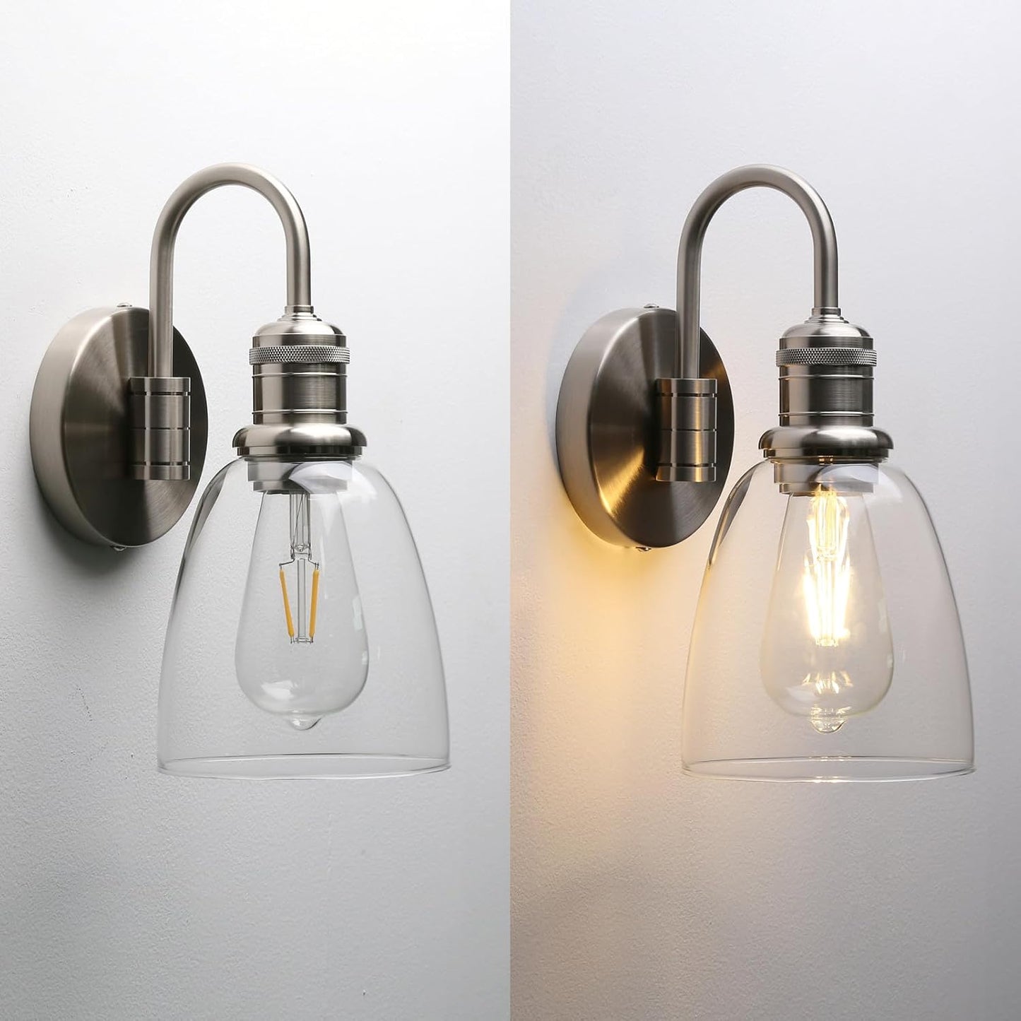 Yosoan 14-Inch Glass Wall Sconce, Brushed Nickel