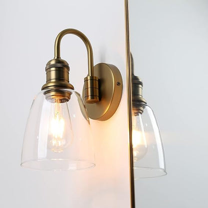 Yosoan 14-Inch Glass Wall Sconce, Antique Brass