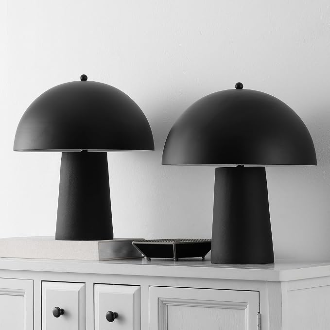 Safavieh 18-Inch Mushroom Table Lamp, Black, Set of 2