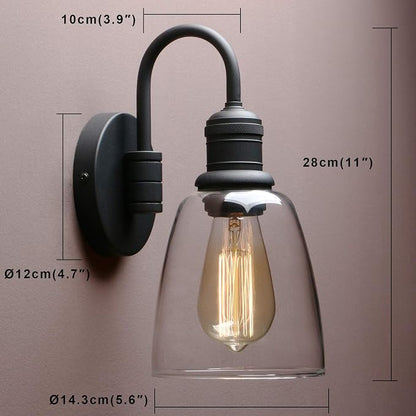 Yosoan 14-Inch Clear Glass Wall Sconce, Black