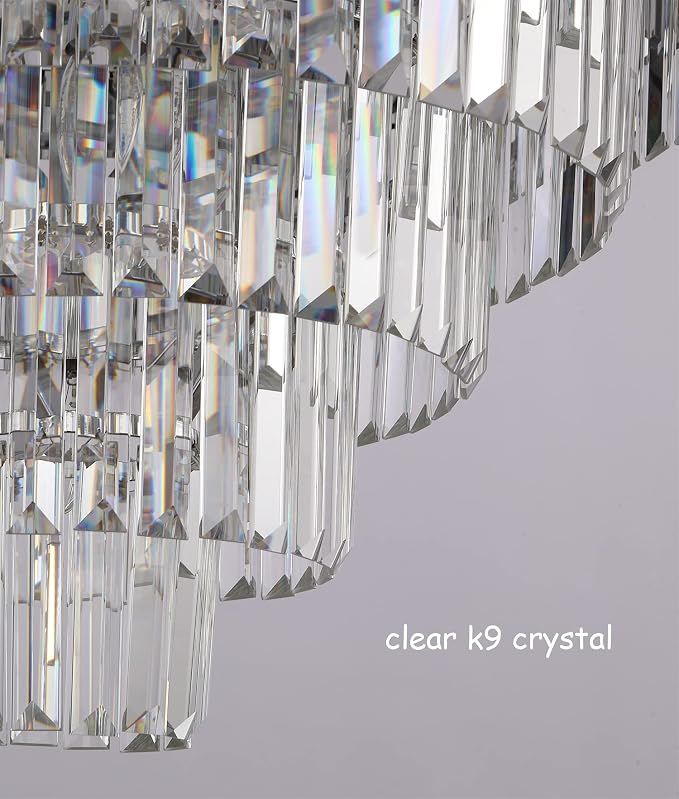 Asooflighting 27.5-Inch 5-Tier Crystal Chandelier, Chrome