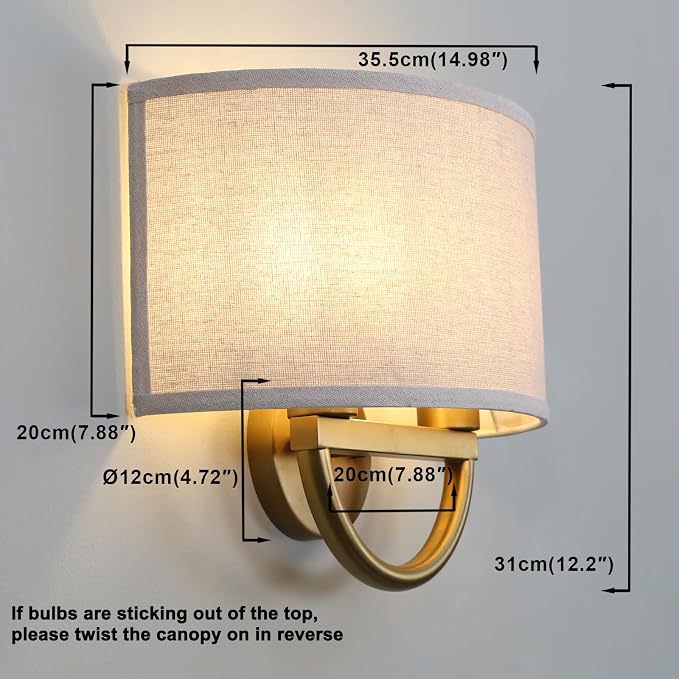 Yosoan 16-Inch Linen Wall Sconce, Antique Brass