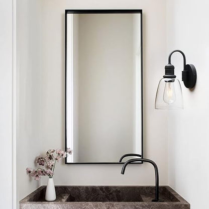 Yosoan 14-Inch Clear Glass Wall Sconce, Black