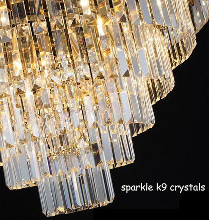 Asooflighting 27.5-Inch 5-Tier Crystal Chandelier, Gold