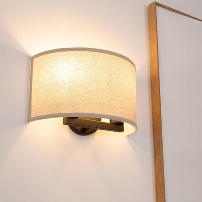 Yosoan 13-Inch Linen Wall Sconce, Brass Finish