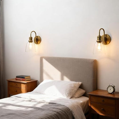 Yosoan 14-Inch Glass Wall Sconce, Antique Brass